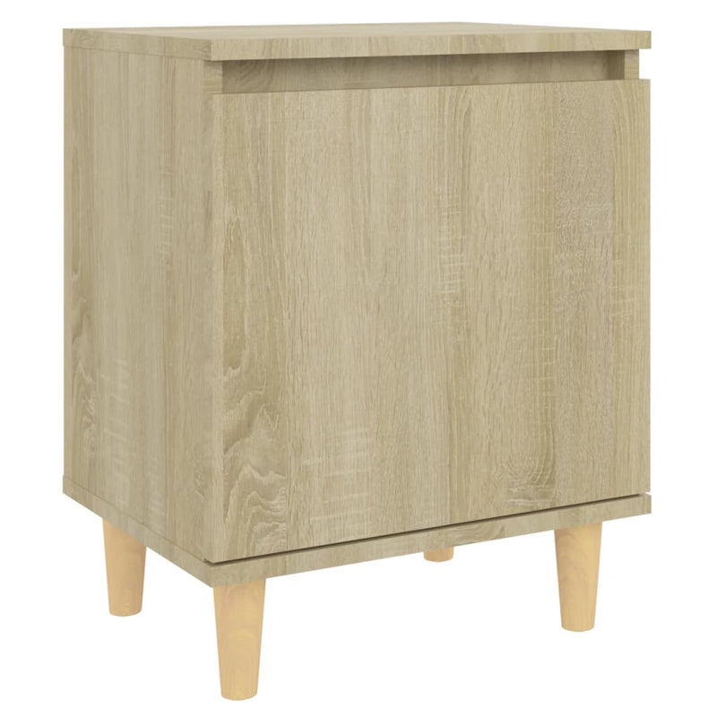 Bed Cabinet with Solid Wood Legs Sonoma Oak 40x30x50 cm