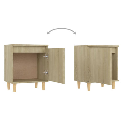 Bed Cabinet with Solid Wood Legs Sonoma Oak 40x30x50 cm