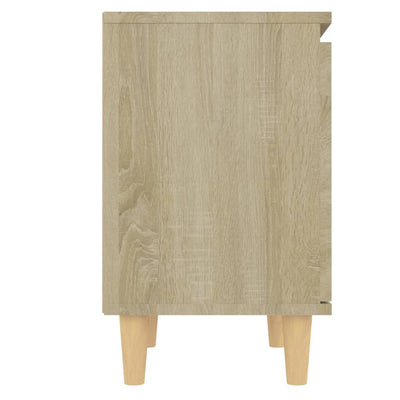 Bed Cabinet with Solid Wood Legs Sonoma Oak 40x30x50 cm