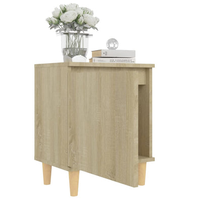 Bed Cabinets with Solid Wood Legs 2 pcs Sonoma Oak 40x30x50 cm