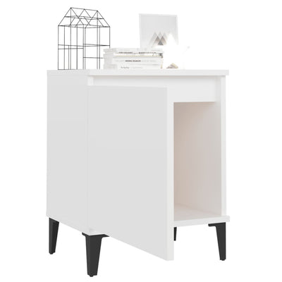 Bed Cabinet with Metal Legs White 40x30x50 cm