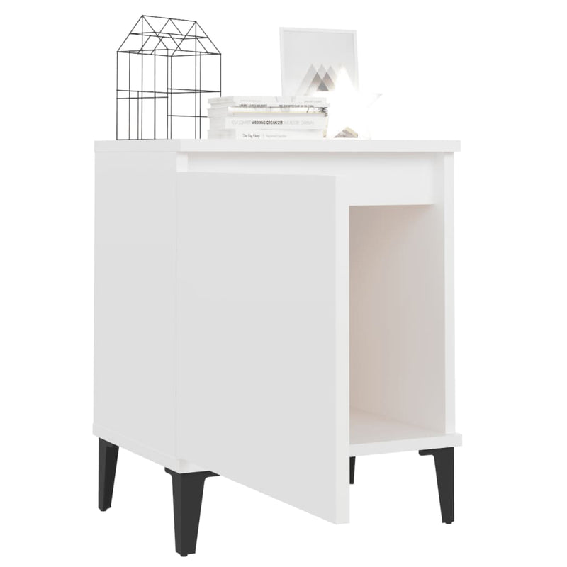 Bed Cabinet with Metal Legs White 40x30x50 cm