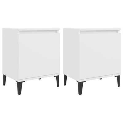 Bed Cabinet with Metal Legs White 40x30x50 cm