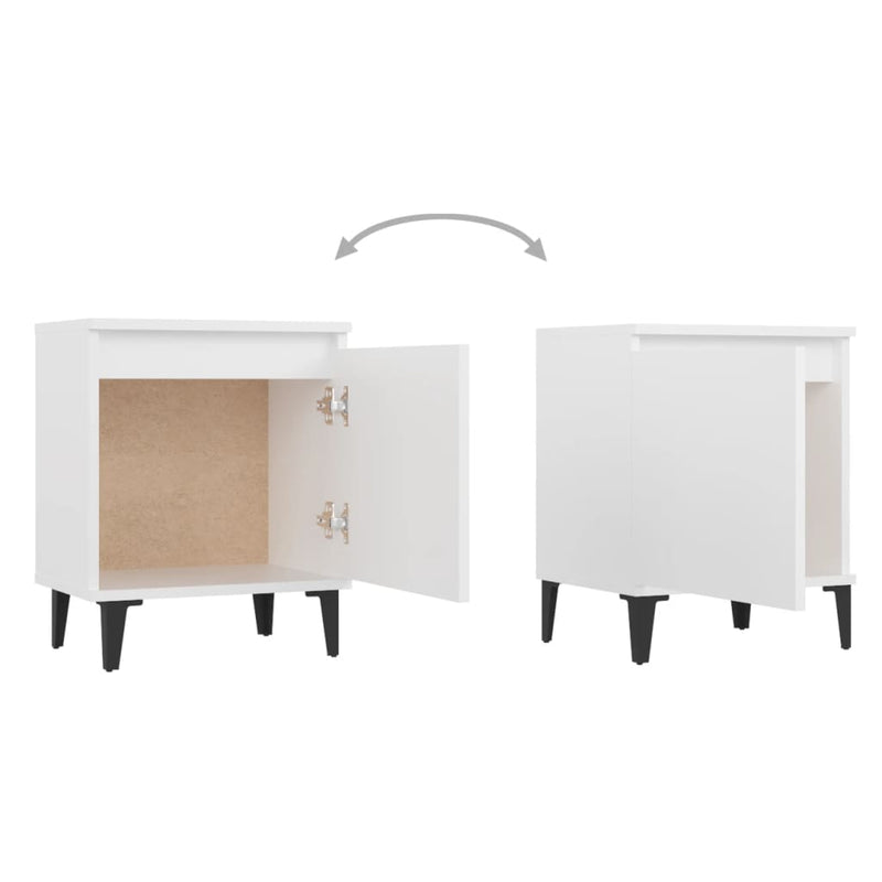 Bed Cabinet with Metal Legs White 40x30x50 cm