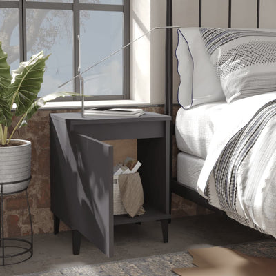 Bed Cabinet with Metal Legs Grey