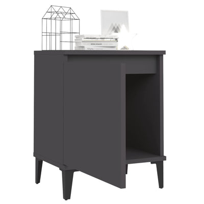 Bed Cabinet with Metal Legs Grey