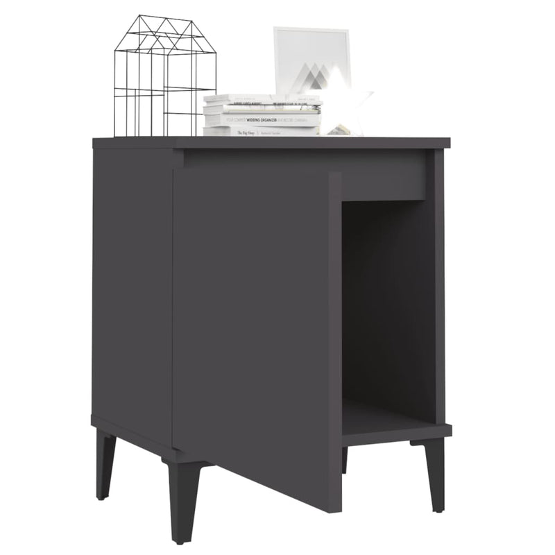 Bed Cabinet with Metal Legs Grey