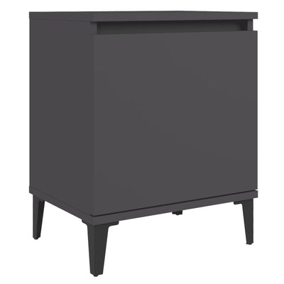 Bed Cabinet with Metal Legs Grey