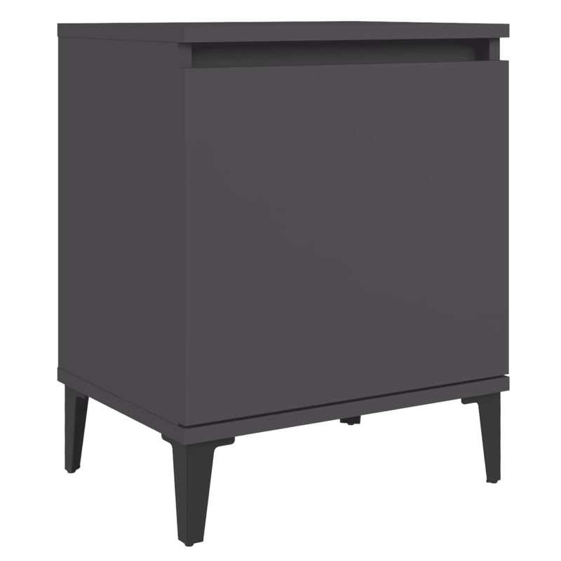 Bed Cabinet with Metal Legs Grey