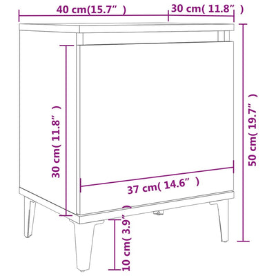 Bed Cabinet Metal Legs Sonoma Oak and White