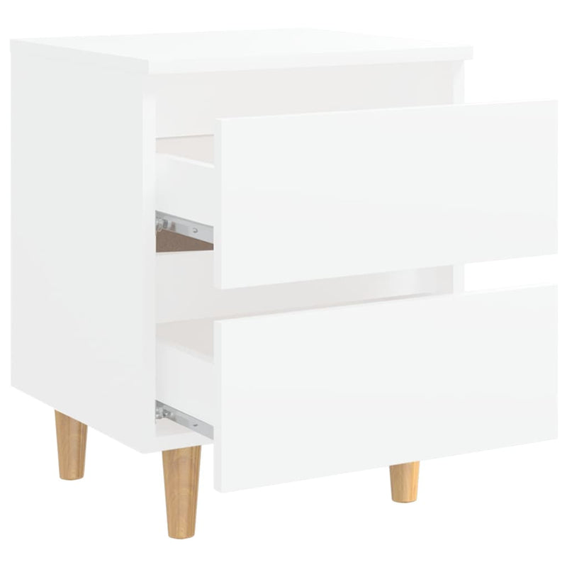 Bed Cabinets with Solid Pinewood Legs 2 pcs White 40x35x50 cm