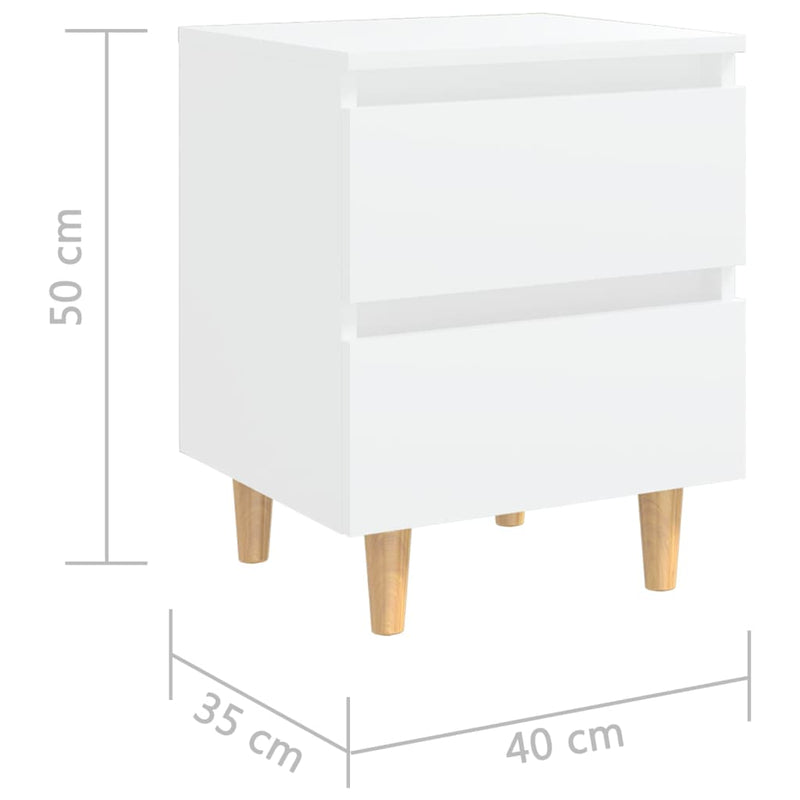 Bed Cabinets with Solid Pinewood Legs 2 pcs White 40x35x50 cm