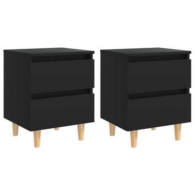 Bed Cabinets with Solid Pinewood Legs 2 pcs Black 40x35x50 cm