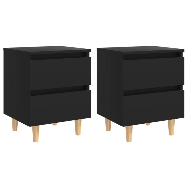 Bed Cabinets with Solid Pinewood Legs 2 pcs Black 40x35x50 cm