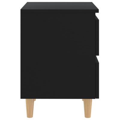 Bed Cabinets with Solid Pinewood Legs 2 pcs Black 40x35x50 cm