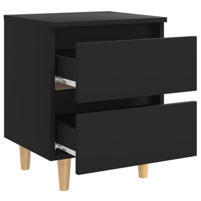 Bed Cabinets with Solid Pinewood Legs 2 pcs Black 40x35x50 cm