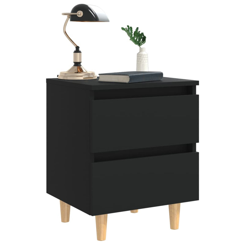 Bed Cabinets with Solid Pinewood Legs 2 pcs Black 40x35x50 cm