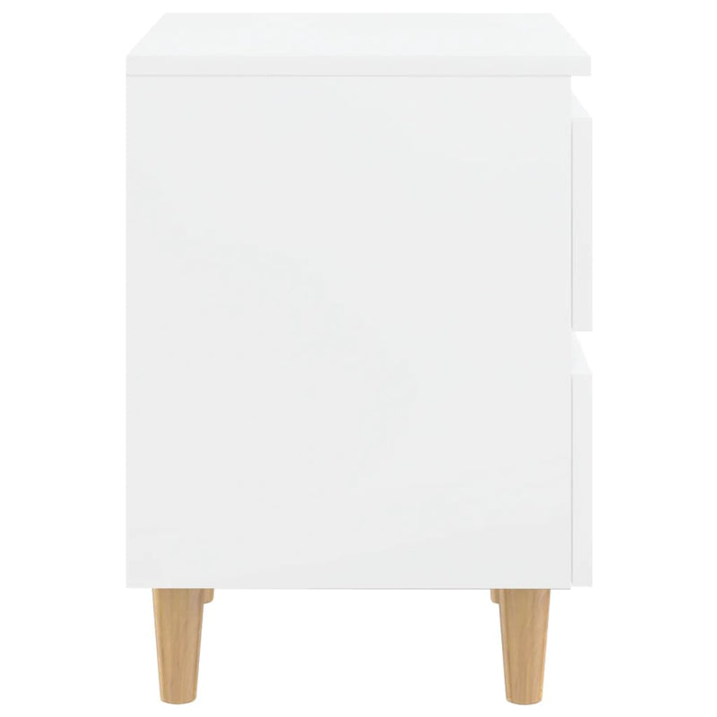 Bed Cabinets & Pinewood Legs 2 pcs High Gloss White 40x35x50cm