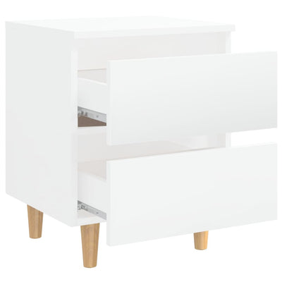 Bed Cabinets & Pinewood Legs 2 pcs High Gloss White 40x35x50cm