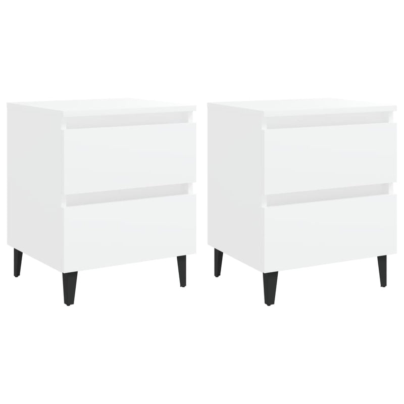 Bed Cabinets 2 pcs White 40x35x50 cm Engineered Wood