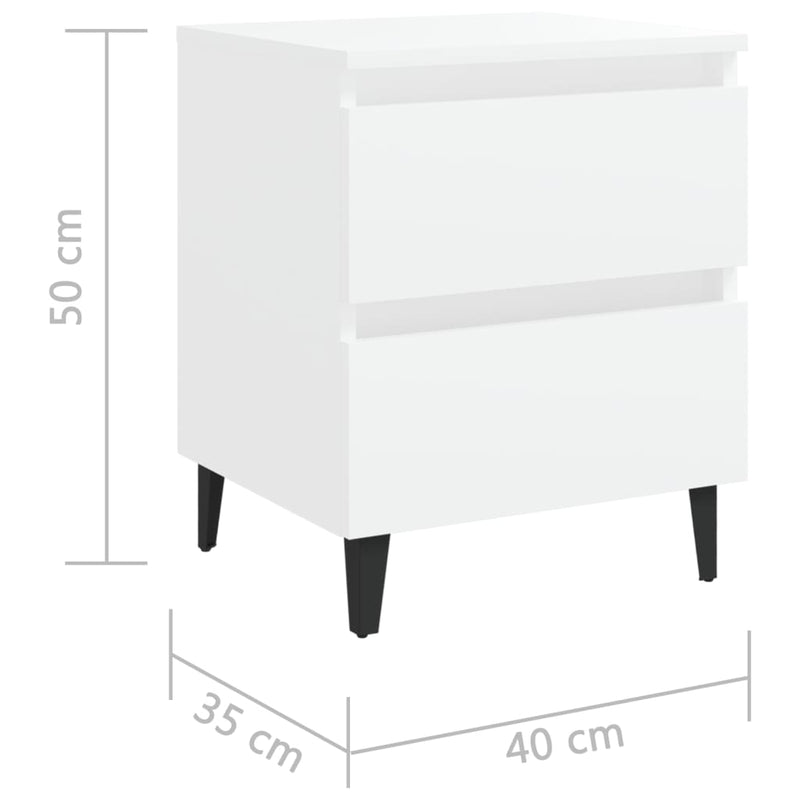 Bed Cabinets 2 pcs White 40x35x50 cm Engineered Wood