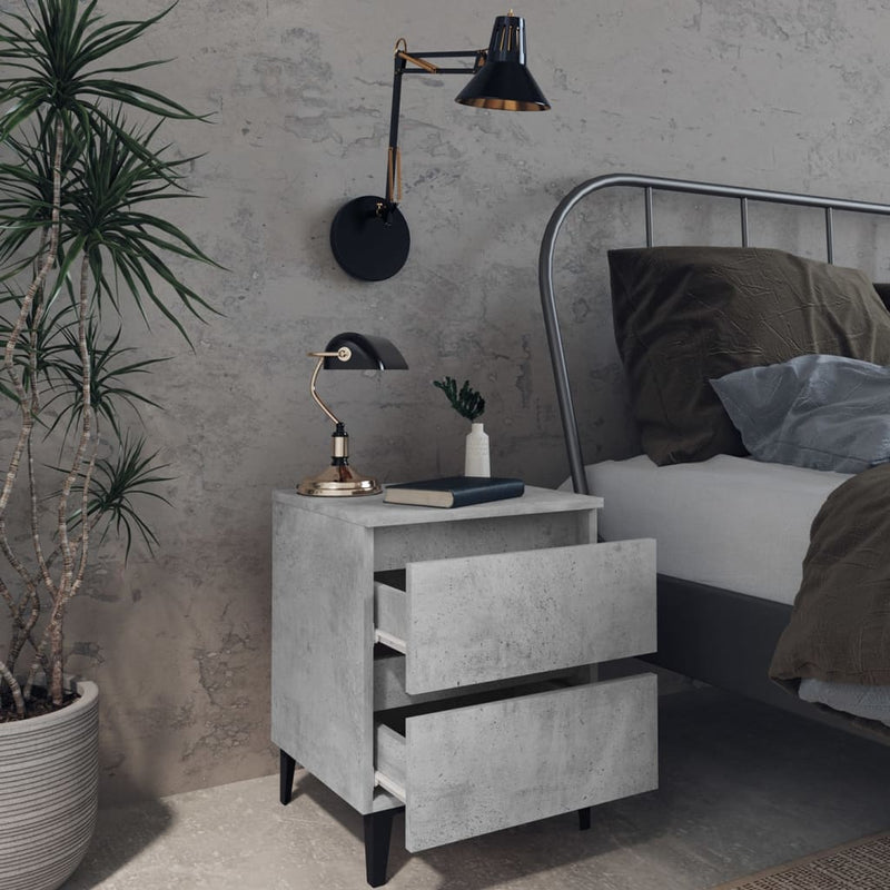 Bed Cabinet Concrete Grey 40x35x50 cm Engineered Wood