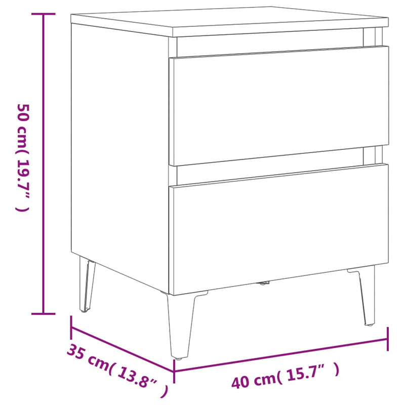 Bed Cabinet Concrete Grey 40x35x50 cm Engineered Wood