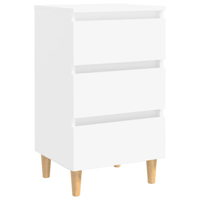 Bed Cabinets with Solid Wood Legs 2 pcs White 40x35x69 cm