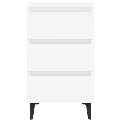 Bed Cabinet with Metal Legs White 40x35x69 cm