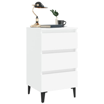 Bed Cabinet with Metal Legs 2 pcs White 40x35x69 cm