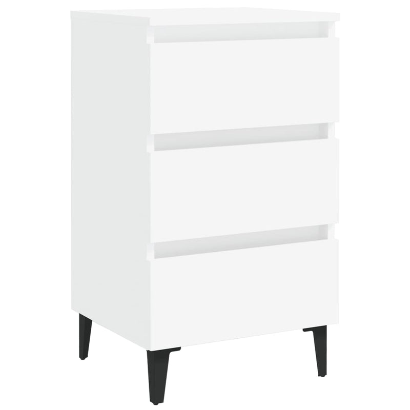 Bed Cabinet with Metal Legs 2 pcs White 40x35x69 cm