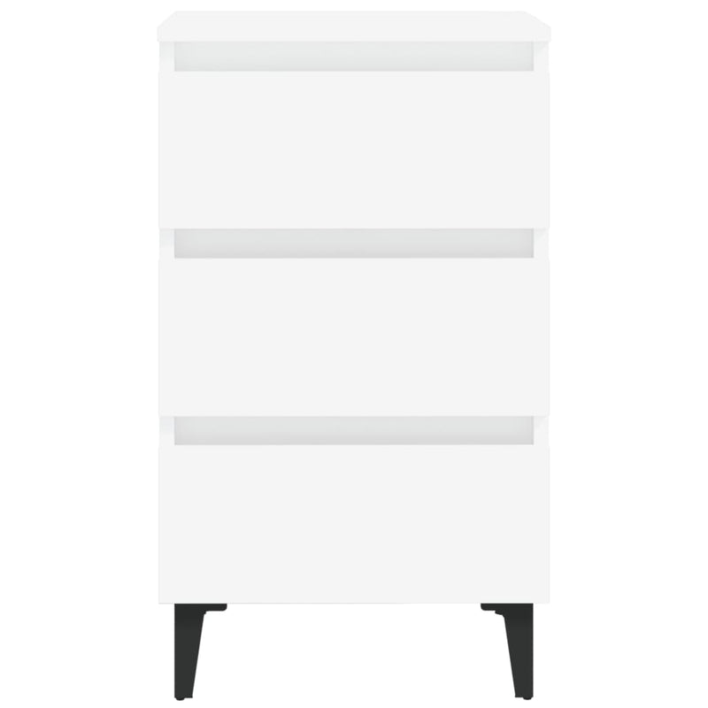 Bed Cabinet with Metal Legs 2 pcs White 40x35x69 cm