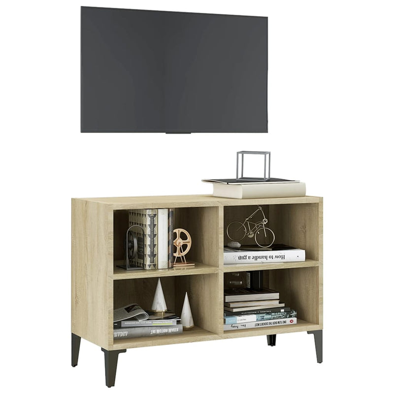 TV Cabinet with Metal Legs Sonoma Oak 69.5x30x50 cm