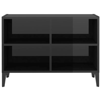 TV Cabinet with Metal Legs High Gloss Black 69.5x30x50 cm