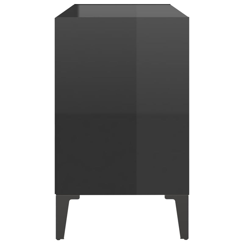 TV Cabinet with Metal Legs High Gloss Black 69.5x30x50 cm