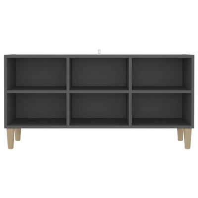 TV Cabinet with Solid Wood Legs Grey 103.5x30x50 cm