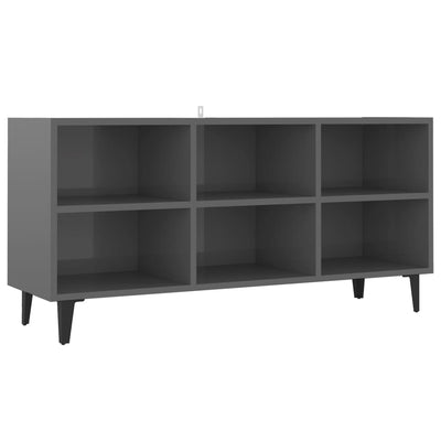 TV Cabinet with Metal Legs High Gloss Grey 103.5x30x50 cm