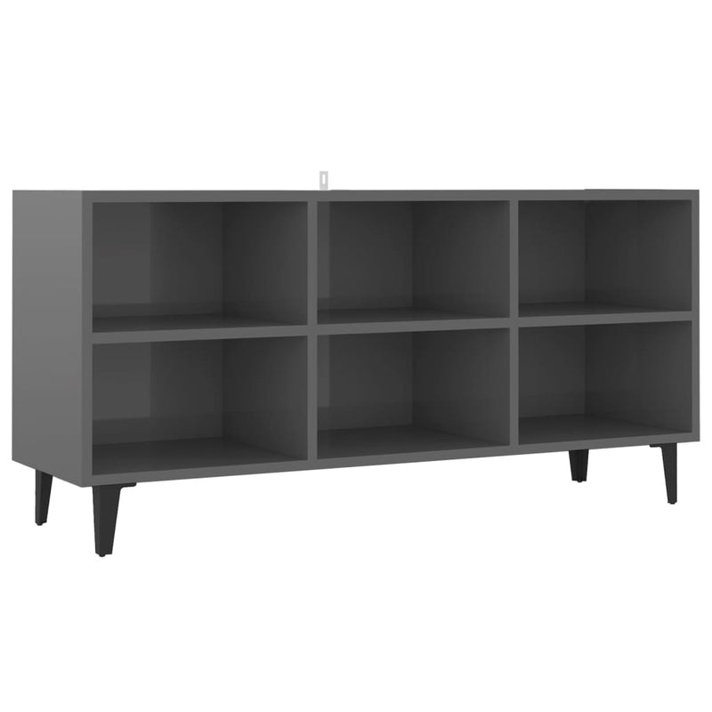 TV Cabinet with Metal Legs High Gloss Grey 103.5x30x50 cm