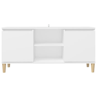 TV Cabinet with Solid Wood Legs White 103.5x35x50 cm