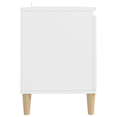 TV Cabinet with Solid Wood Legs White 103.5x35x50 cm