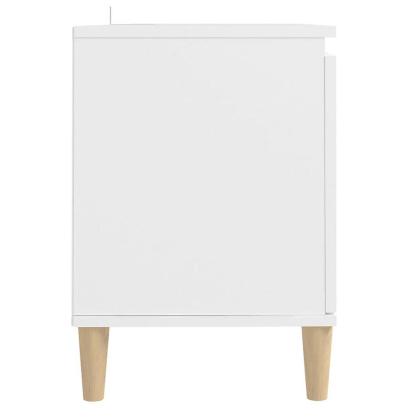 TV Cabinet with Solid Wood Legs White 103.5x35x50 cm