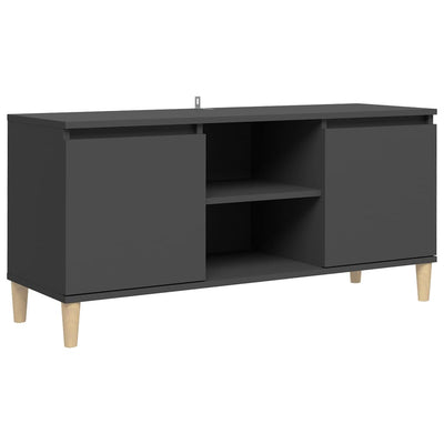 TV Cabinet with Solid Wood Legs Grey 103.5x35x50 cm