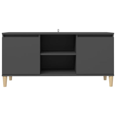 TV Cabinet with Solid Wood Legs Grey 103.5x35x50 cm