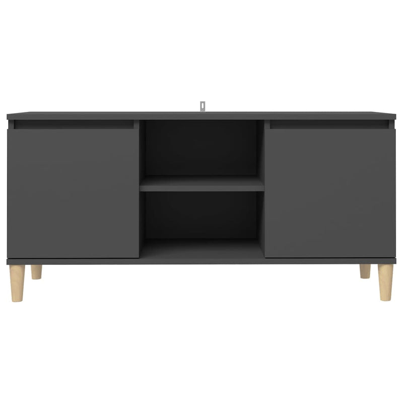 TV Cabinet with Solid Wood Legs Grey 103.5x35x50 cm