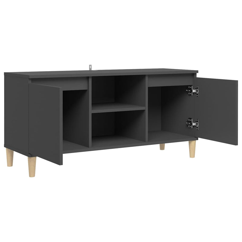 TV Cabinet with Solid Wood Legs Grey 103.5x35x50 cm