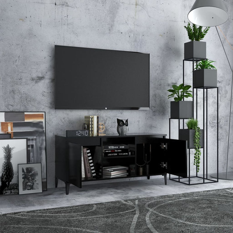 TV Cabinet with Metal Legs Black 103.5x35x50 cm