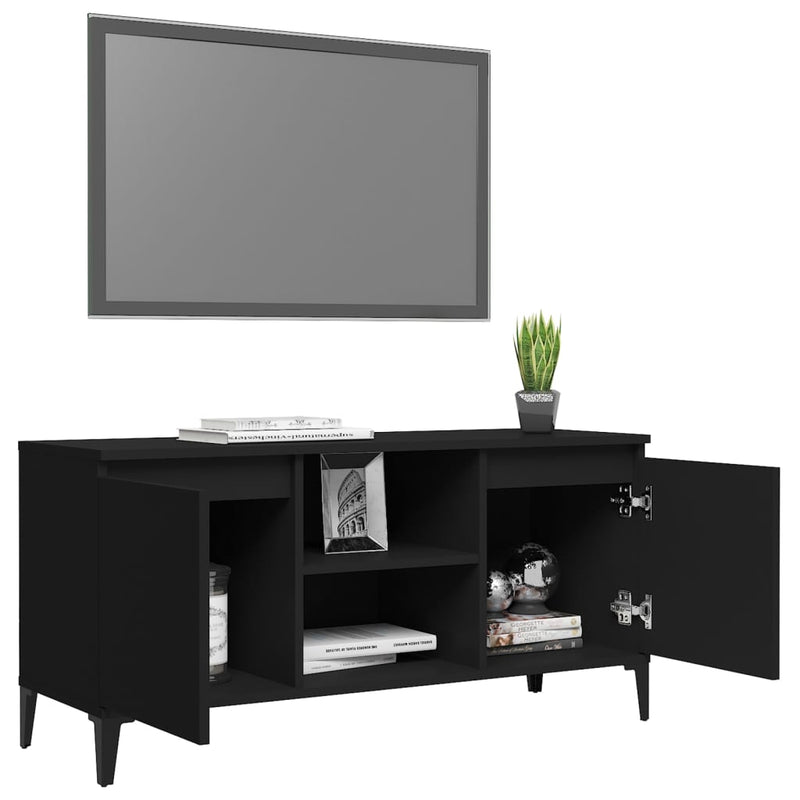 TV Cabinet with Metal Legs Black 103.5x35x50 cm