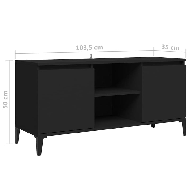 TV Cabinet with Metal Legs Black 103.5x35x50 cm