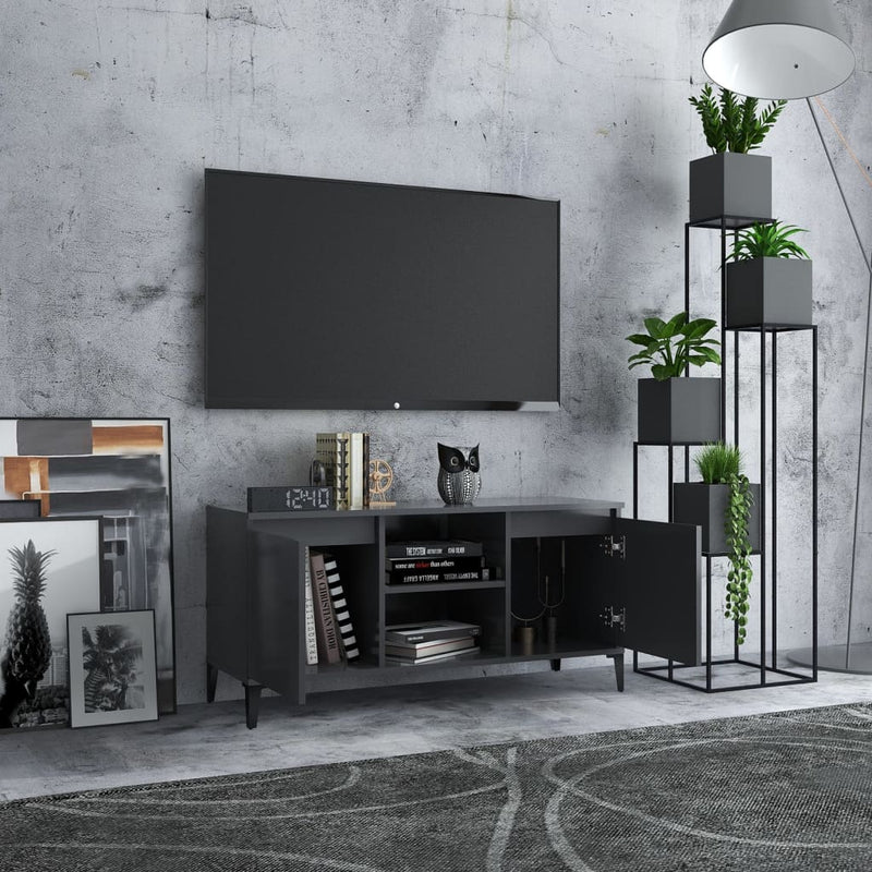 TV Cabinet with Metal Legs Grey 103.5x35x50 cm