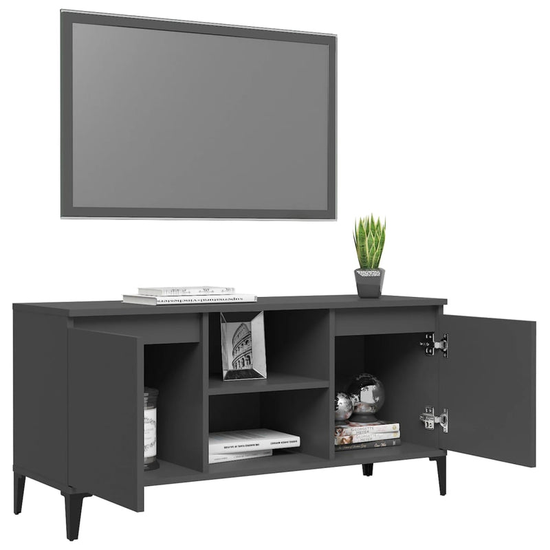 TV Cabinet with Metal Legs Grey 103.5x35x50 cm